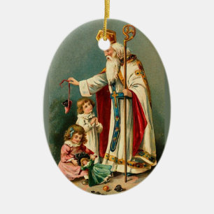 Vintage Christmas Saint Nicholas Keramikornament
