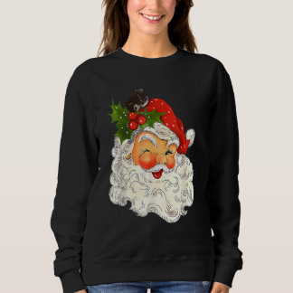 Vintage Christmas Santa Claus Face Old Fashioned 3 Sweatshirt