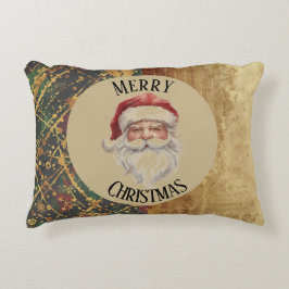 Vintage, Christmas, Santa Claus, Red Gold Green Dekokissen