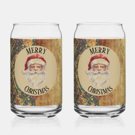 Vintage, Christmas, Santa Claus, Red Gold Green  Dosenglas