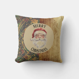 Vintage, Christmas, Santa Claus, Red Gold Green Kissen