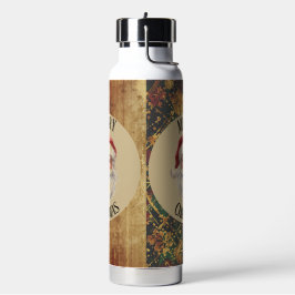 Vintage, Christmas, Santa Claus, Red Gold Green  Trinkflasche