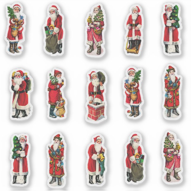 Vintage Christmas Santa Envelope Seals Set Aufkleber (Vorderseite)