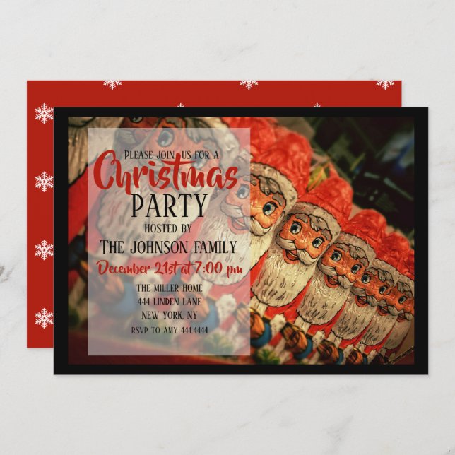 Vintage Christmas Santa Paper Einladung (Vorne/Hinten)