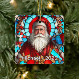 Vintage Christmas Santa Portrait Keramikornament