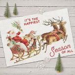 Vintage Christmas Santa Sleigh and Reindeer Seidenpapier<br><div class="desc">Sweet vintage santa riding a sleigh and pulled by two reindeer.</div>