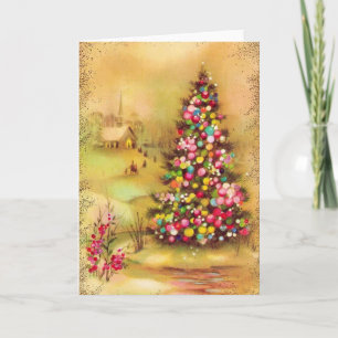 Vintage Christmas Scene Feiertagskarte