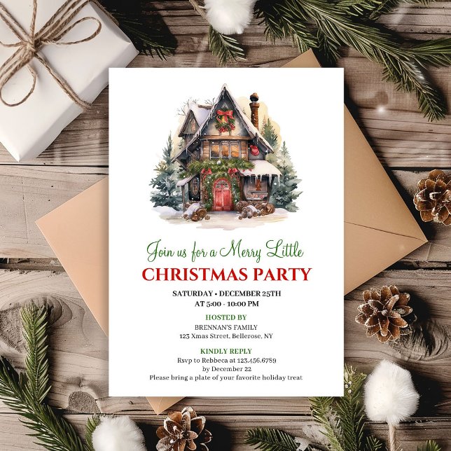 Vintage Christmas scene holiday party invitation Einladung (Playful Christmas scene holiday party invitation

)