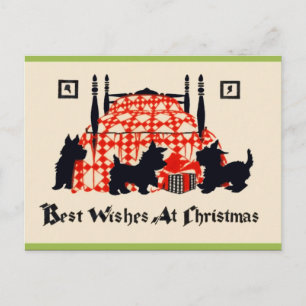 Vintage Christmas Scottie Postcard Feiertagspostkarte