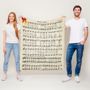 Vintage Christmas Sheet Music Jingle Bells Red Bow Fleecedecke