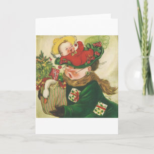 Vintage Christmas Shopping Wahnsinn Feiertagskarte