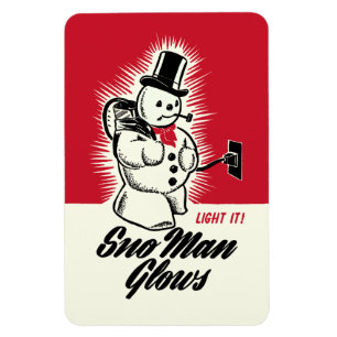 Vintage Christmas Sno Man Glows Magnet
