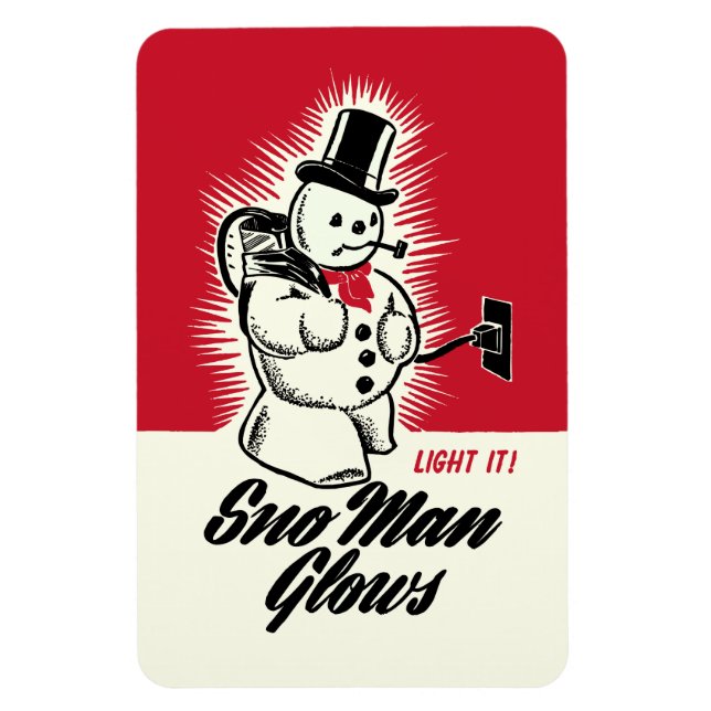 Vintage Christmas Sno Man Glows Magnet (Vertikal)