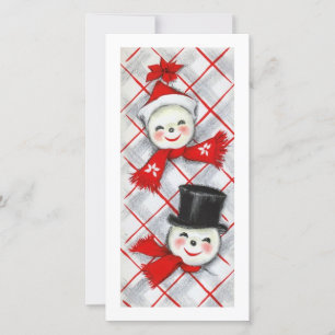 Vintage Christmas Snowman Couple Feiertagskarte