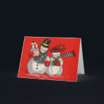 Vintage Christmas Snowman Feiertagskarte<br><div class="desc">Weihnachts-Schneemann.</div>