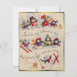 Vintage Christmas Snowman Feiertagskarte