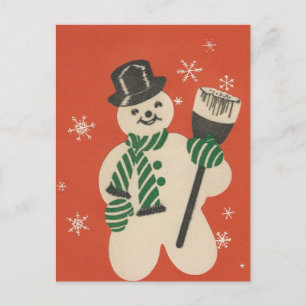 Vintage Christmas Snowman Feiertagspostkarte