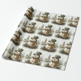 Vintage Christmas Snowman Geschenkpapier