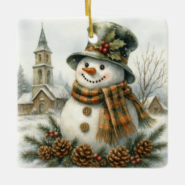 Vintage Christmas Snowman Keramikornament