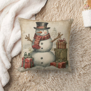 Vintage Christmas Snowman Kissen