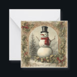 Vintage Christmas Snowman Mitteilungskarte<br><div class="desc">Ein Vintages Design des Schneemans schmückt diesen gemütlichen Weihnachtsnotecard. Mit nur wenigen Klicks personalisieren Sie die Nachricht und Unterschrift auf der Kartenrückseite.</div>