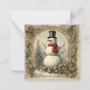 Vintage Christmas Snowman Mitteilungskarte