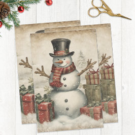 Vintage Christmas Snowman Seidenpapier