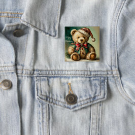 Vintage Christmas Teddy Bär Button