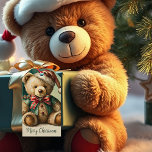 Vintage Christmas Teddy Bär Geschenkanhänger<br><div class="desc">Vintage Christmas Teddy Bär</div>