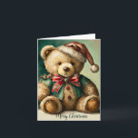 Vintage Christmas Teddy Bär Karte<br><div class="desc">Vintage Christmas Teddy Bär</div>