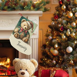 Vintage Christmas Teddy Bär Kleiner Weihnachtsstrumpf<br><div class="desc">Vintage Christmas Teddy Bär</div>