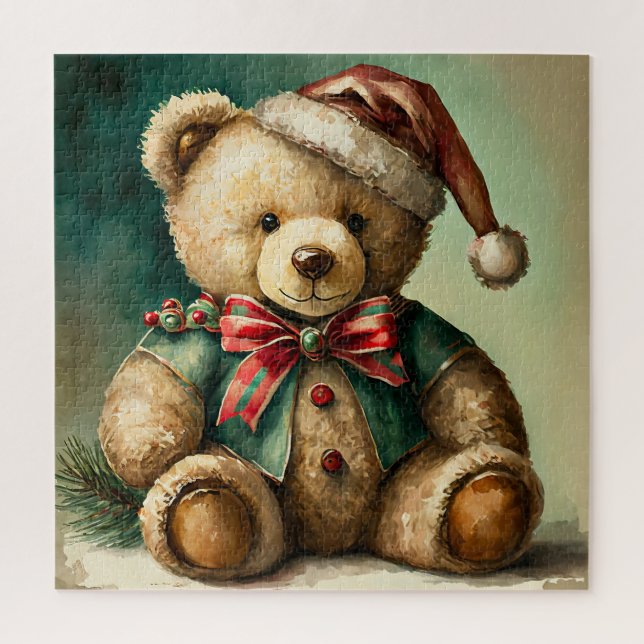Vintage Christmas Teddy Bär Puzzle (Vertikal)