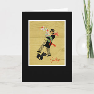 Vintage Christmas Terrier Dog Feiertagskarte