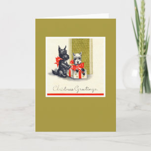 Vintage Christmas Terrier Dog Feiertagskarte