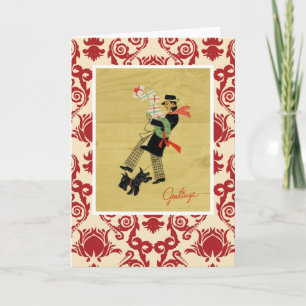 Vintage Christmas Terrier Dog Feiertagskarte