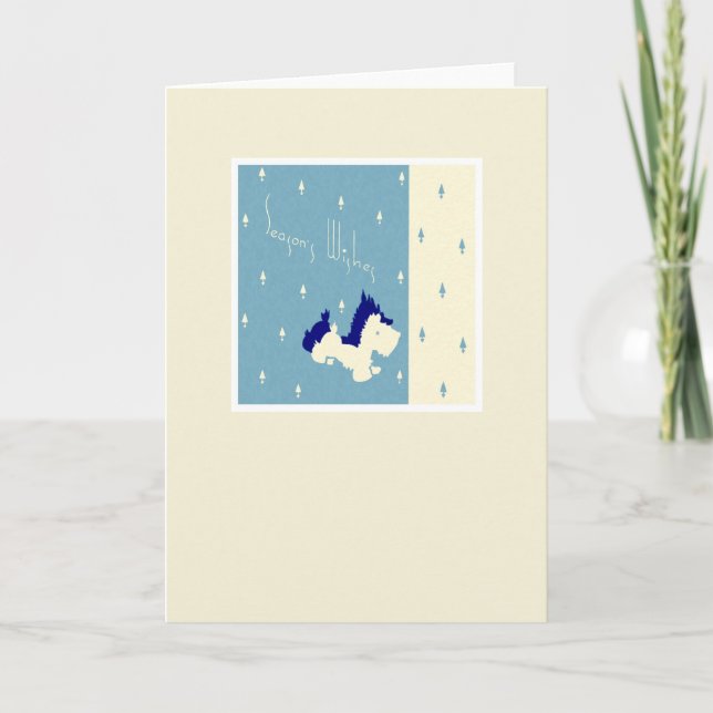 Vintage Christmas Terrier Dog Feiertagskarte (Vorderseite)