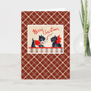 Vintage Christmas Terrier Dog Feiertagskarte