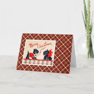 Vintage Christmas Terrier Dog Feiertagskarte