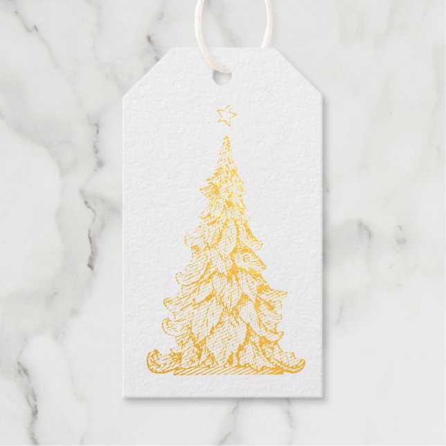 VINTAGE CHRISTMAS TREAL Foil Gift Tag Geschenkanhänger (Vorderseite)