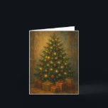 Vintage Christmas Tree Elegant Feiertagskarte<br><div class="desc">Elegant Christmas card with a viintage Christmas tree with beautifully wrapped presents.  Use the template to add your own message to add a personal touch to this non photo Christmas card.</div>