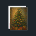 Vintage Christmas Tree Elegant Feiertagspostkarte<br><div class="desc">Elegant Christmas postcard with a viintage Christmas tree with beautifully wrapped presents.  Use the template to add your own message to add a personal touch to this non photo Christmas card.</div>