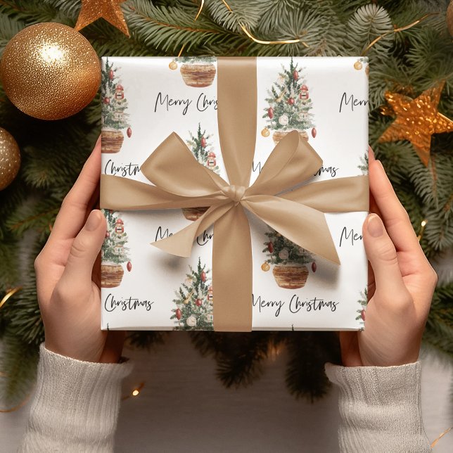 Vintage Christmas Tree | Merry Christmas  Geschenkpapier (Von Creator hochgeladen)