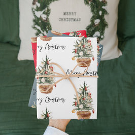 Vintage Christmas Tree | Merry Christmas  Geschenkpapier Set
