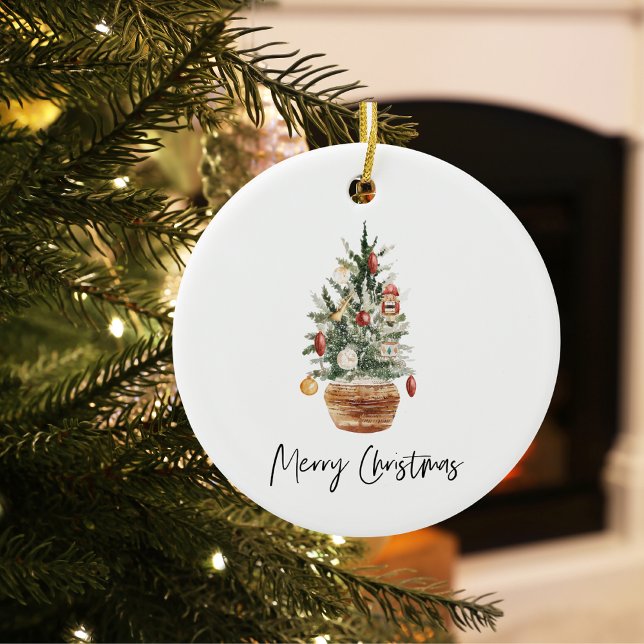 Vintage Christmas Tree | Merry Christmas  Keramik Ornament (Von Creator hochgeladen)