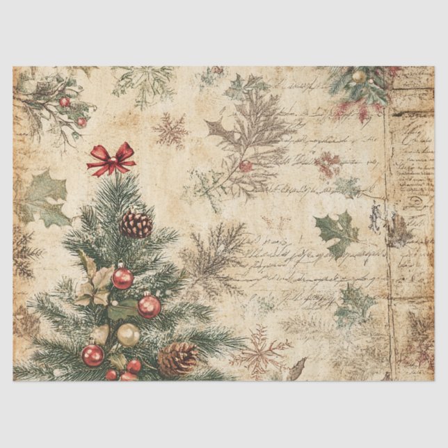 Vintage Christmas Tree & Ornament (3) Seidenpapier (Vorderseite)
