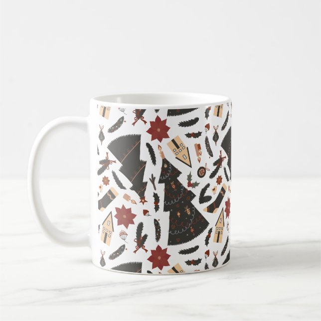 Vintage Christmas Tree Poinsettia Kaffeetasse (Links)
