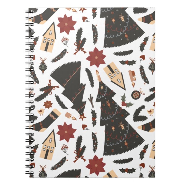 Vintage Christmas Tree Poinsettia Notizblock (Vorderseite)