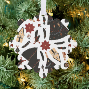 Vintage Christmas Tree Poinsettia Ornament Karte