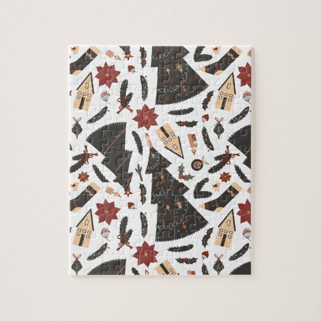 Vintage Christmas Tree Poinsettia Puzzle (Vertikal)