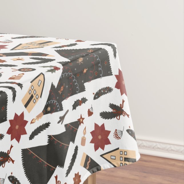 Vintage Christmas Tree Poinsettia Tischdecke (Beispiel)